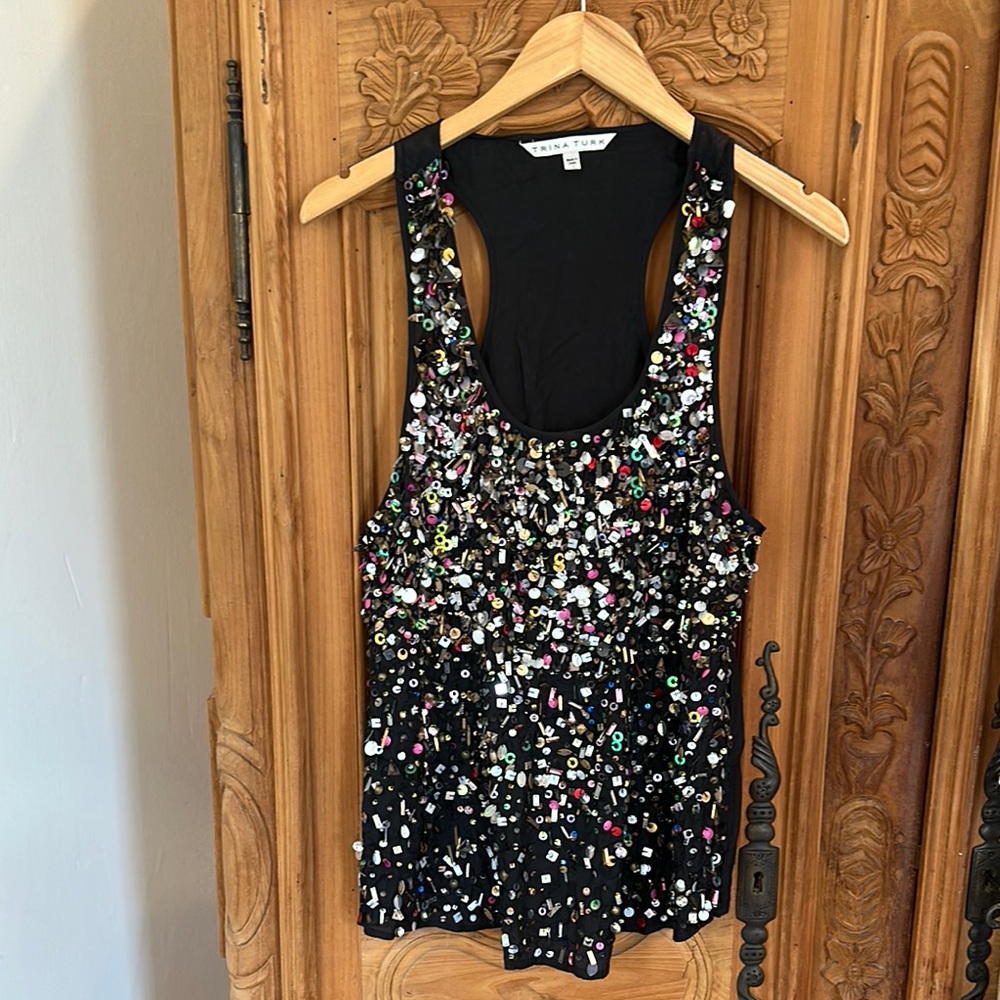 Trina Turk beaded sequin party top
